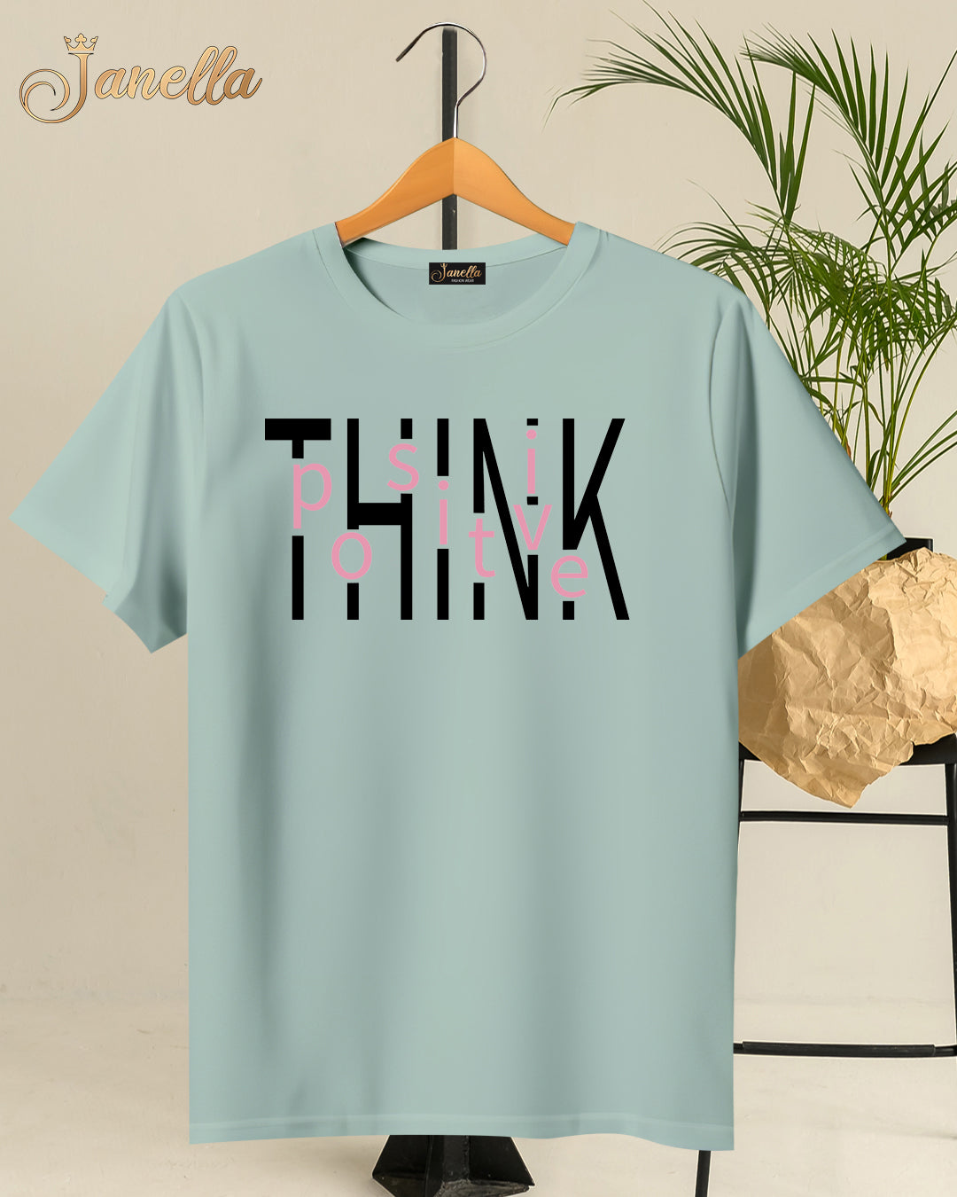 Think Positive - تيشيرت قطن اللوان متعددة