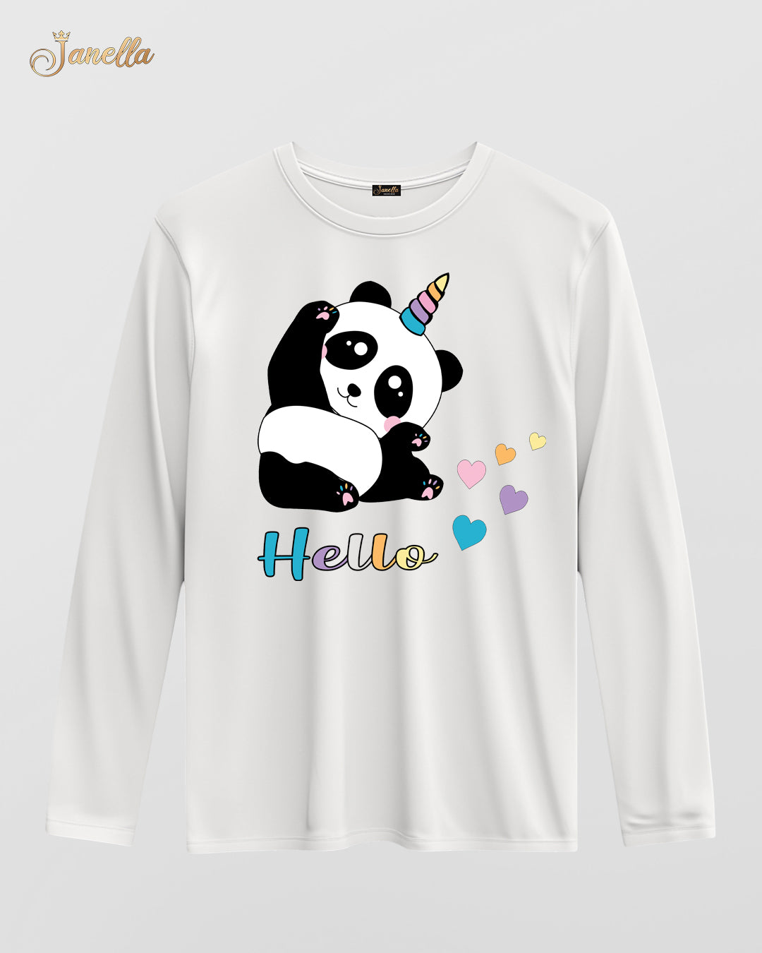 Hello Panda - تيشيرت قطن كم