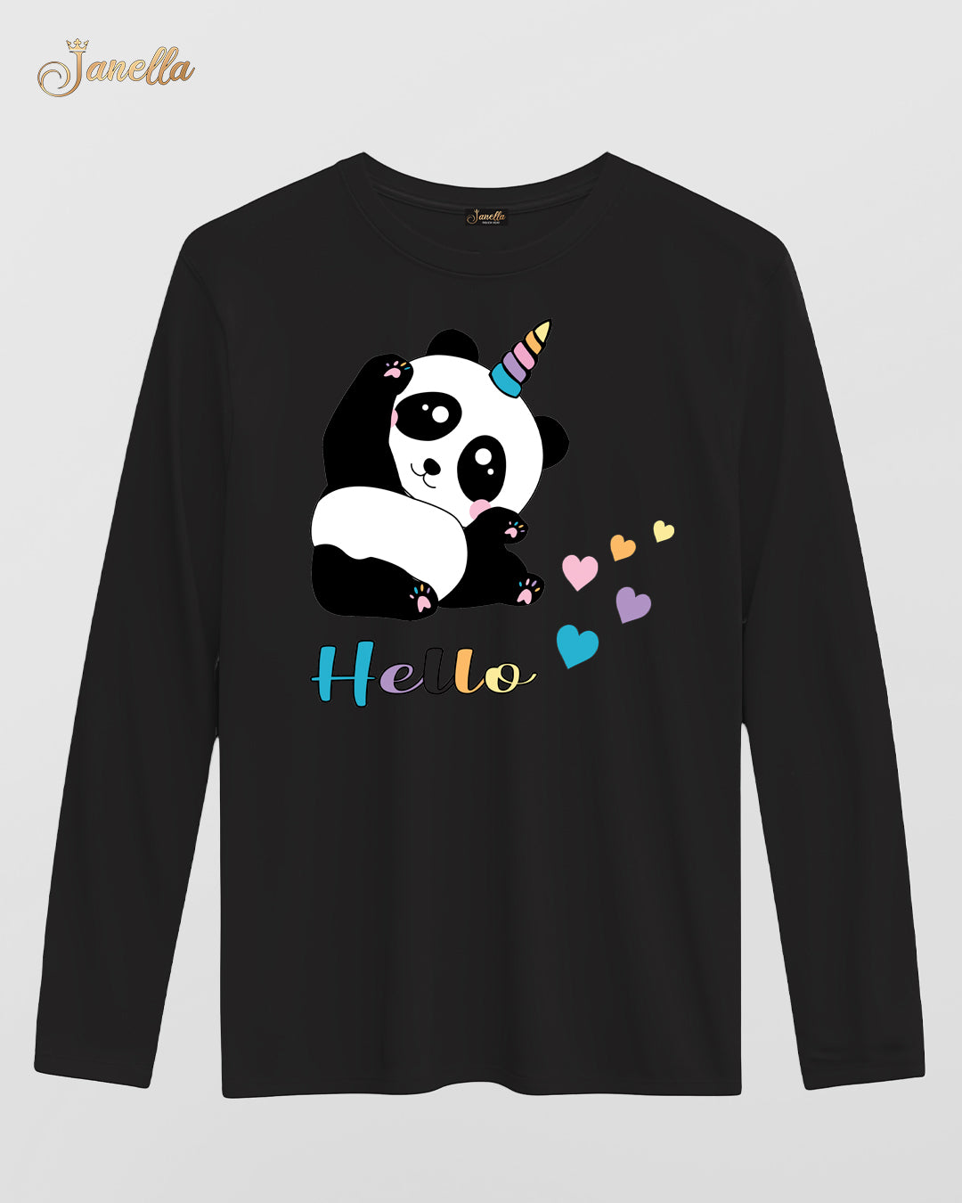 Hello Panda - تيشيرت قطن كم