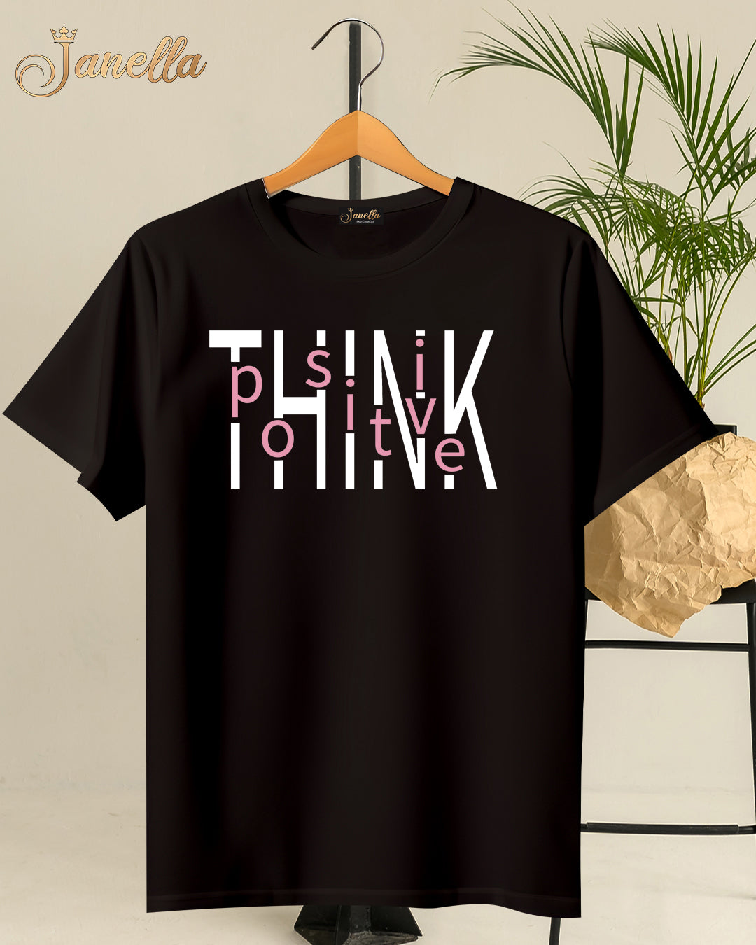 Think Positive - تيشيرت قطن اللوان متعددة