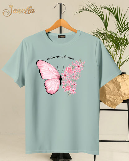Butterfly - تيشيرت قطن اللوان متعددة