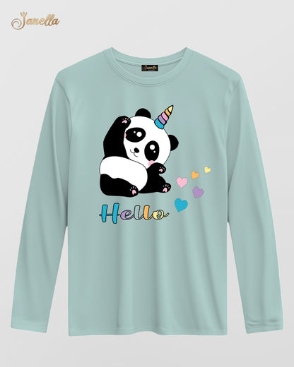 Hello Panda - تيشيرت قطن كم