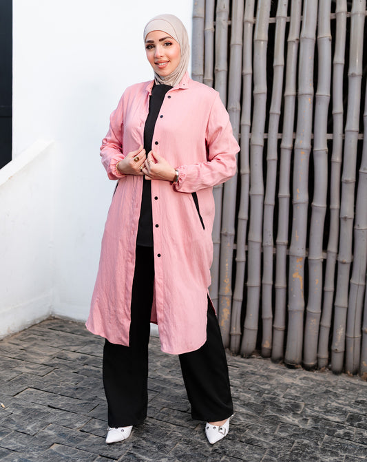 تونيك كتان سادة – لون بينك