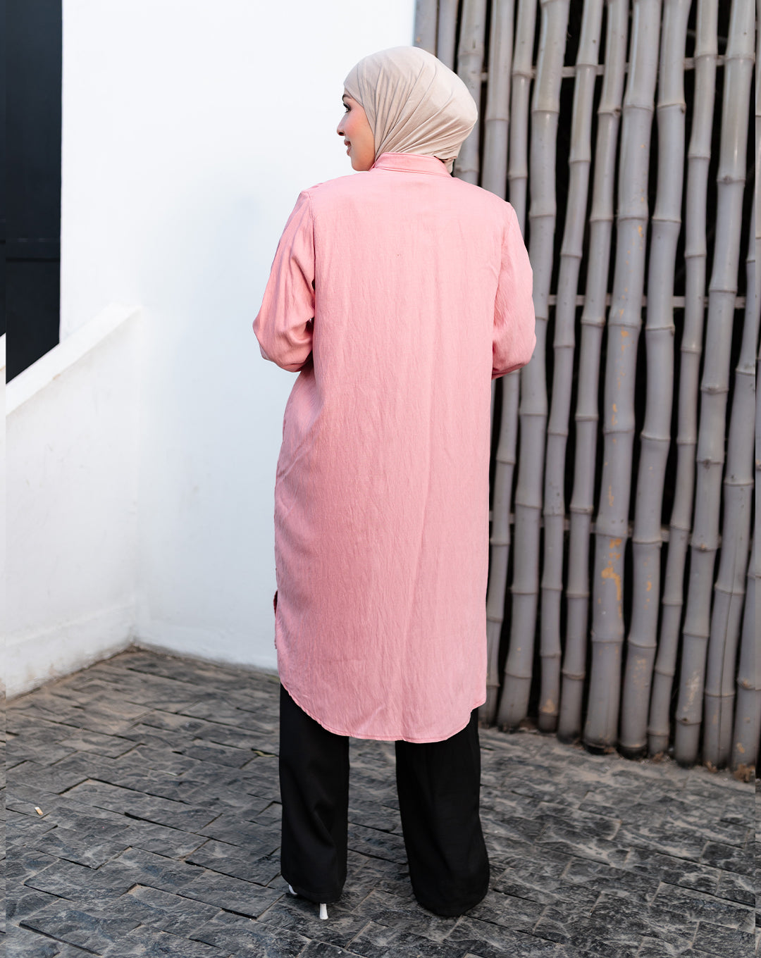 تونيك كتان سادة – لون بينك