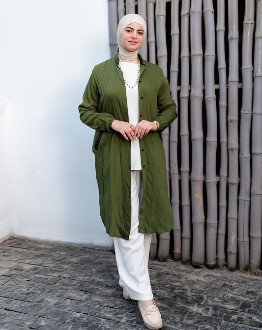 تونيك كتان سادة – لون زيتي