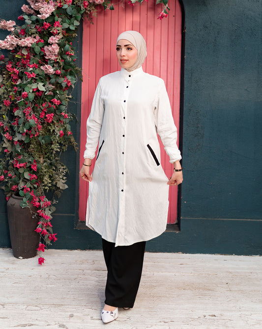 تونيك كتان سادة – لون أبيض