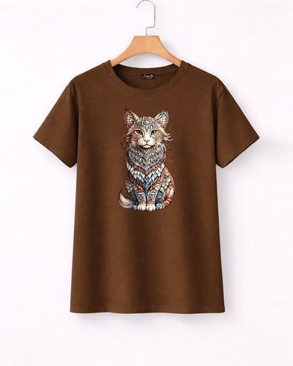 Cat - تيشيرت قطن نص كم