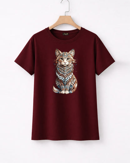Cat - تيشيرت قطن نص كم