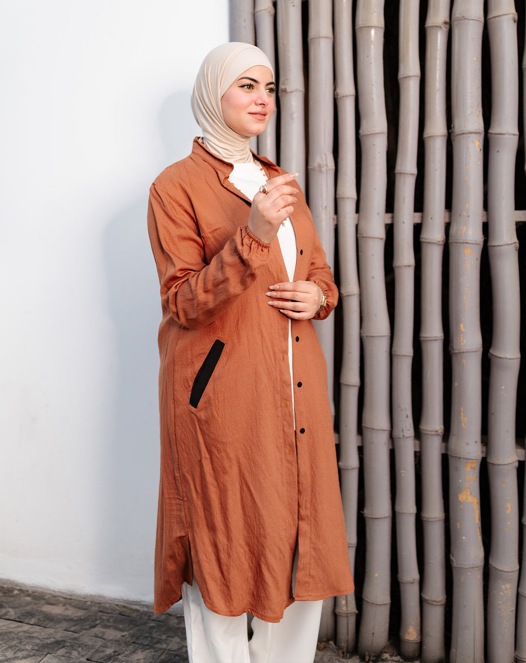 تونيك كتان سادة – لون هافان