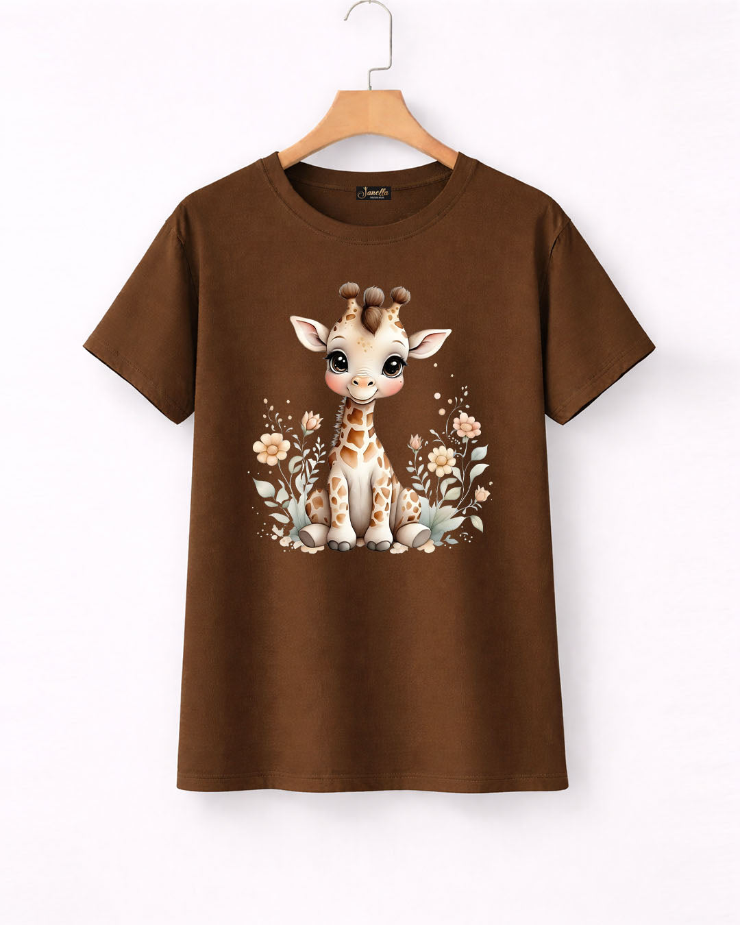 Cute Giraffe - تيشيرت قطن نص كم