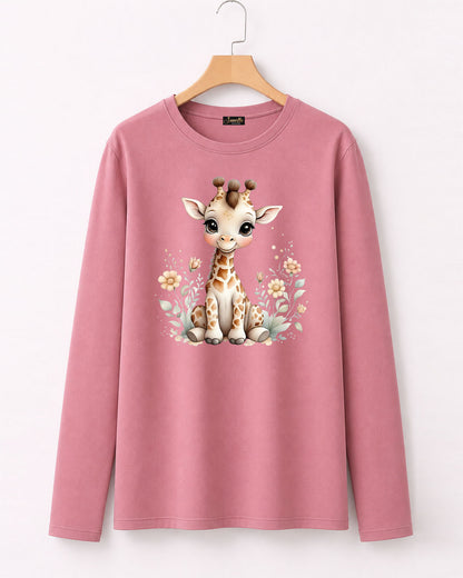 Cute Giraffe - تيشيرت قطن كم