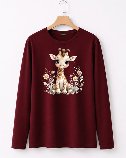 Cute Giraffe - تيشيرت قطن كم