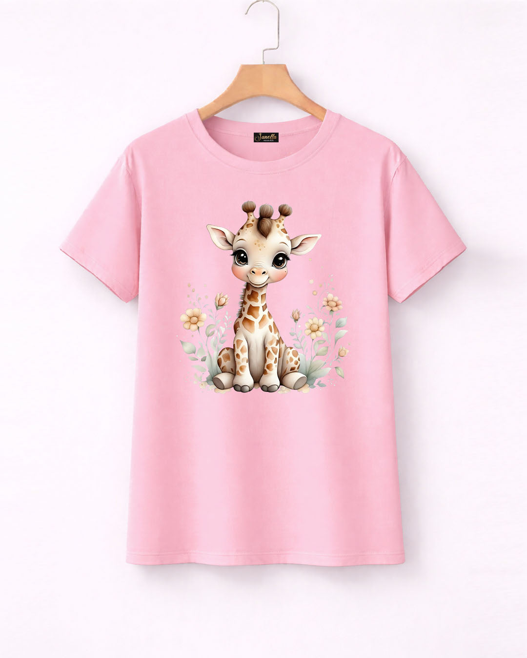 Cute Giraffe - تيشيرت قطن نص كم