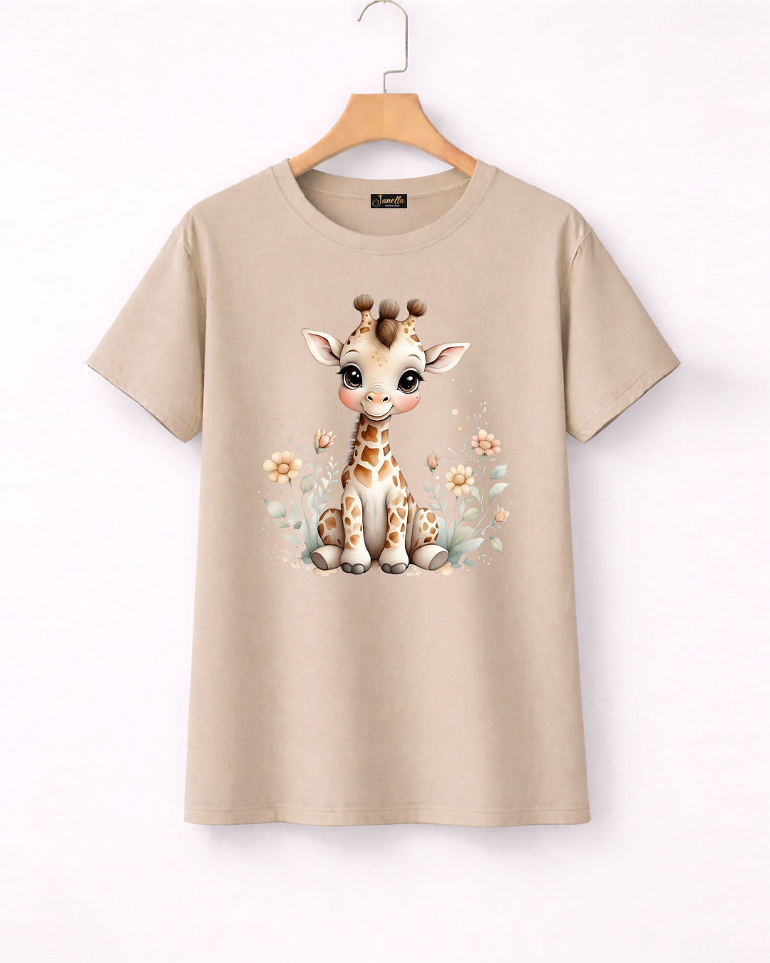 Cute Giraffe - تيشيرت قطن نص كم