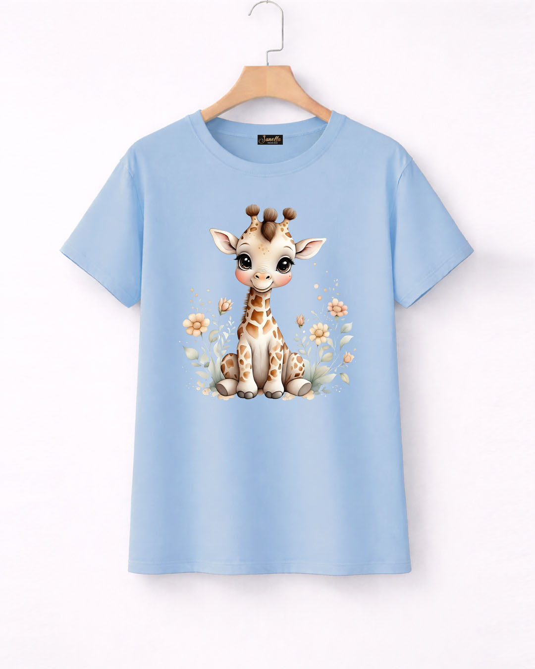 Cute Giraffe - تيشيرت قطن نص كم