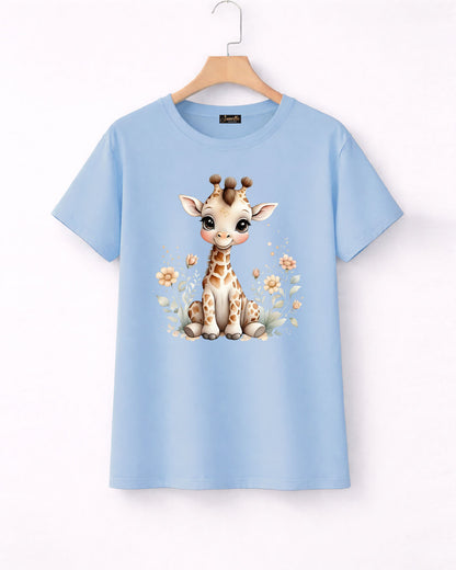 Cute Giraffe - تيشيرت قطن نص كم