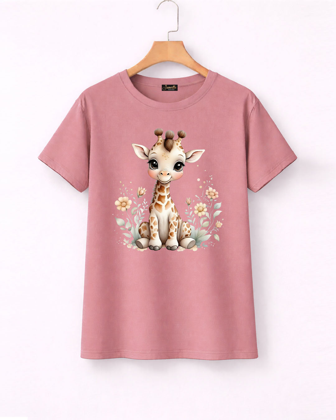 Cute Giraffe - تيشيرت قطن نص كم