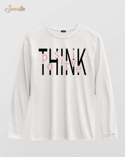 Think Positive - تيشيرت قطن كم