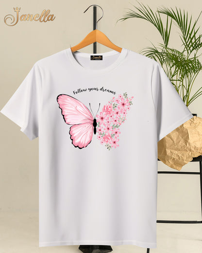 Butterfly - تيشيرت قطن اللوان متعددة