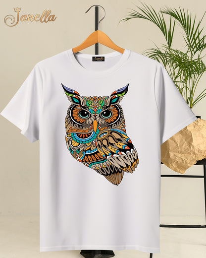 OWL - تيشيرت قطن اللوان متعددة