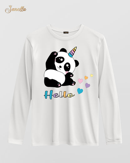 Hello Panda - تيشيرت قطن كم