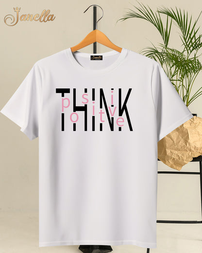Think Positive - تيشيرت قطن اللوان متعددة