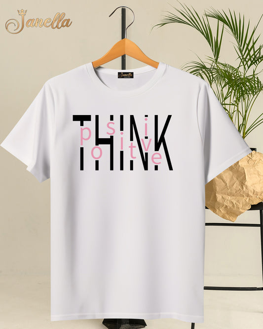 Think Positive - تيشيرت قطن اللوان متعددة