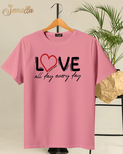 Love - تيشيرت قطن اللوان متعددة