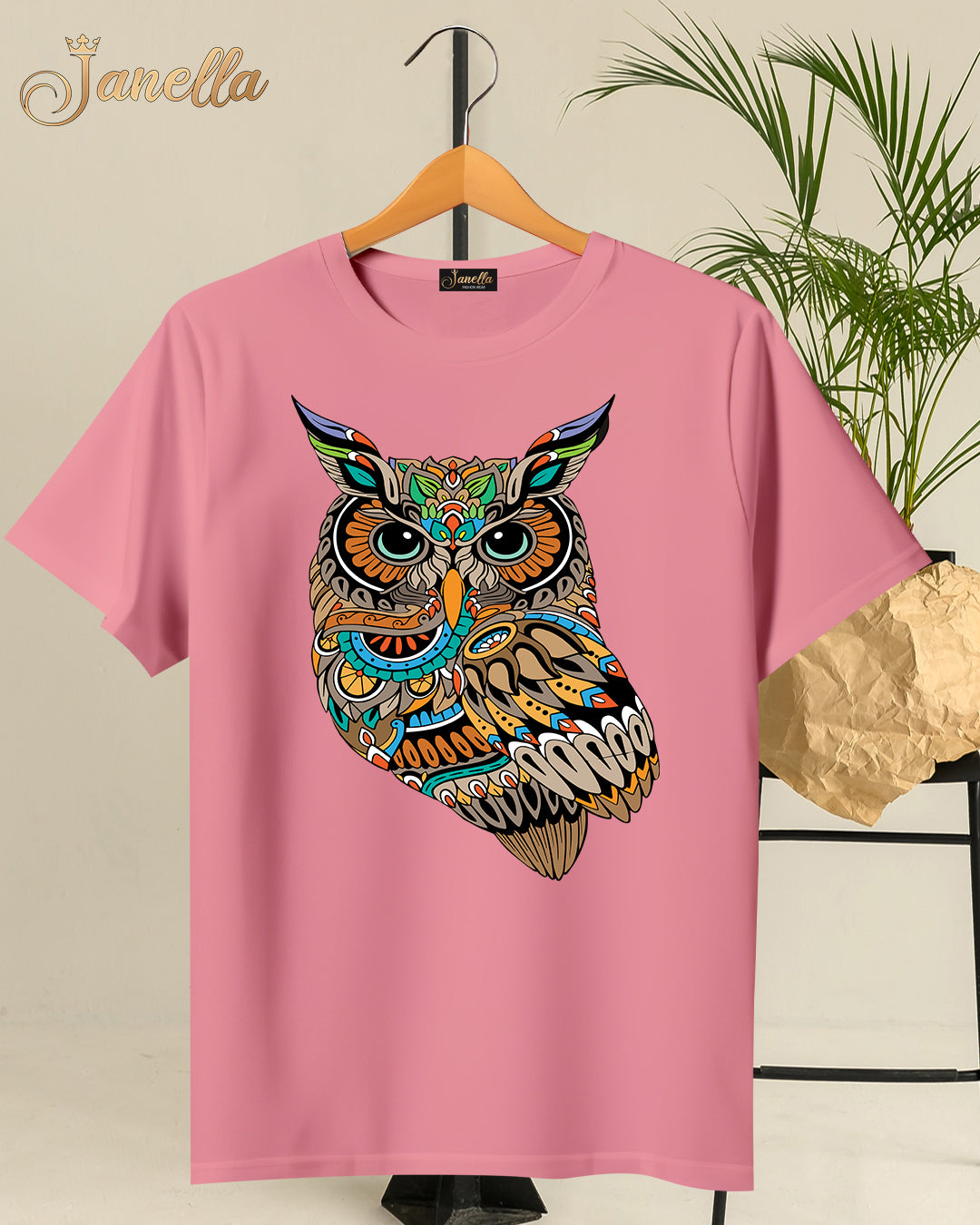 OWL - تيشيرت قطن اللوان متعددة