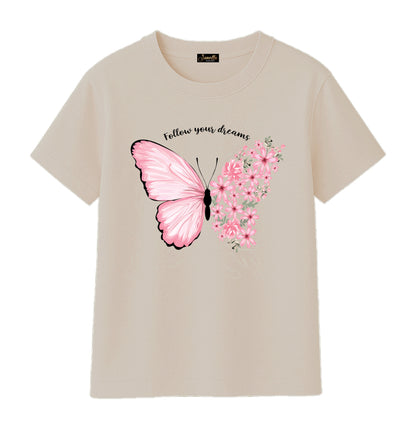 Butterfly - تيشيرت قطن اللوان متعددة