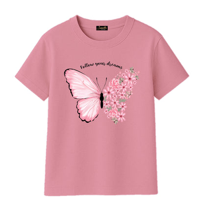 Butterfly - تيشيرت قطن اللوان متعددة