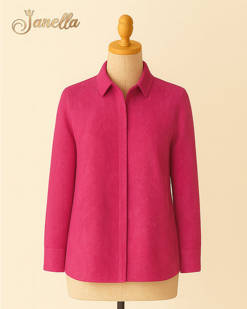 قميص كتان سادة - لون فوشيا