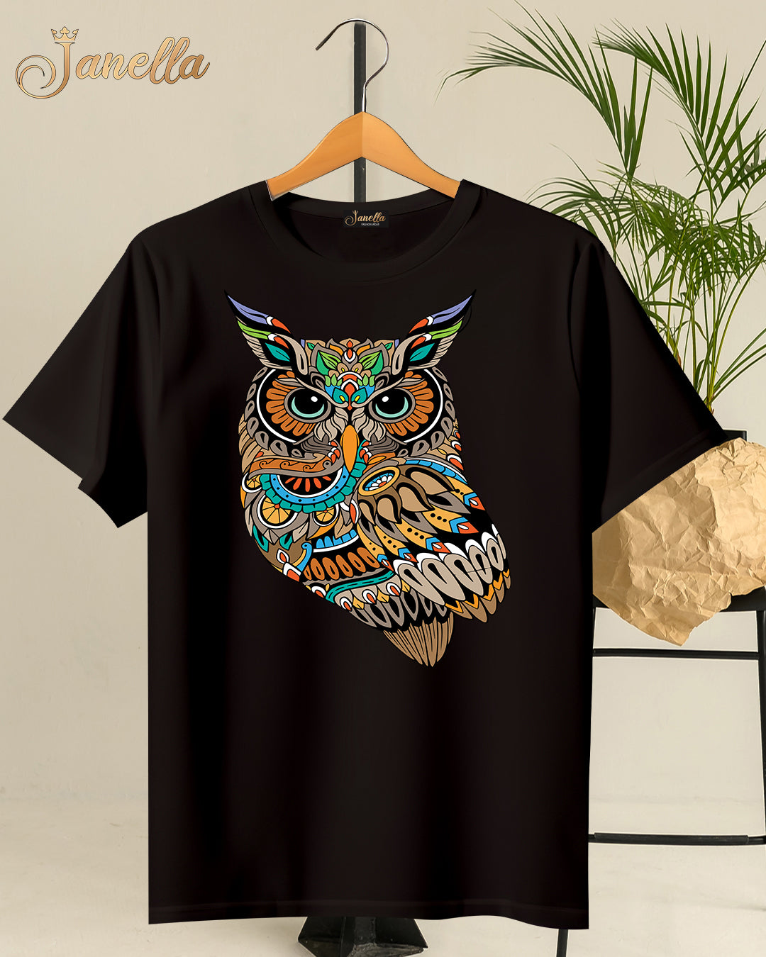 OWL - تيشيرت قطن اللوان متعددة