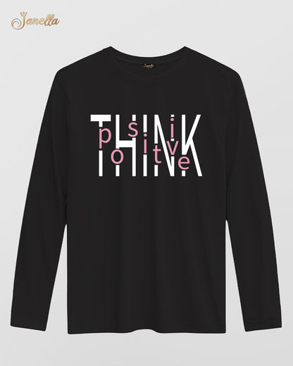 Think Positive - تيشيرت قطن كم