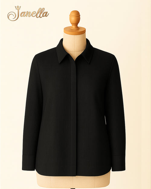 قميص كتان سادة - لون اسود