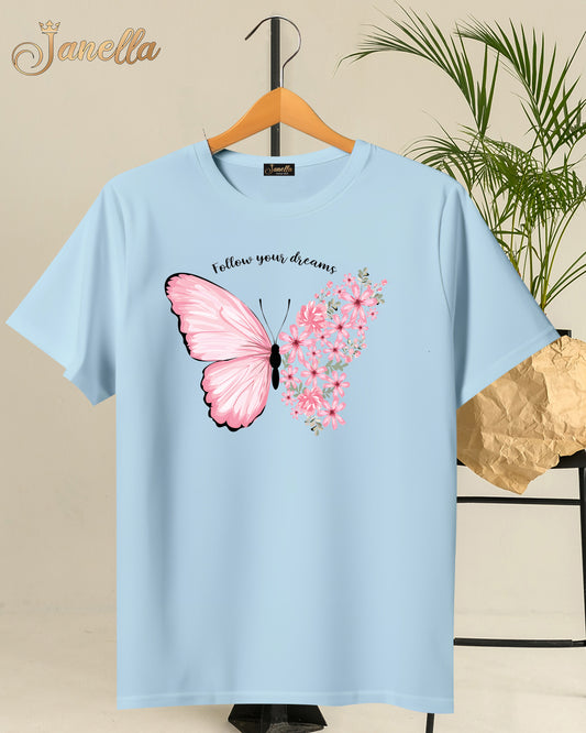 Butterfly - تيشيرت قطن اللوان متعددة