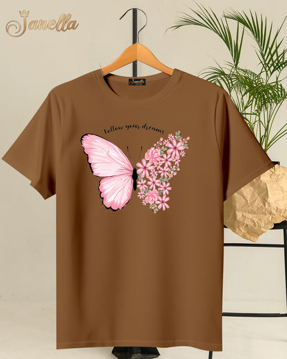 Butterfly - تيشيرت قطن اللوان متعددة