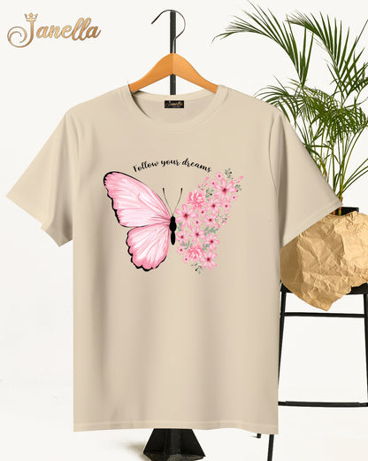 Butterfly - تيشيرت قطن اللوان متعددة