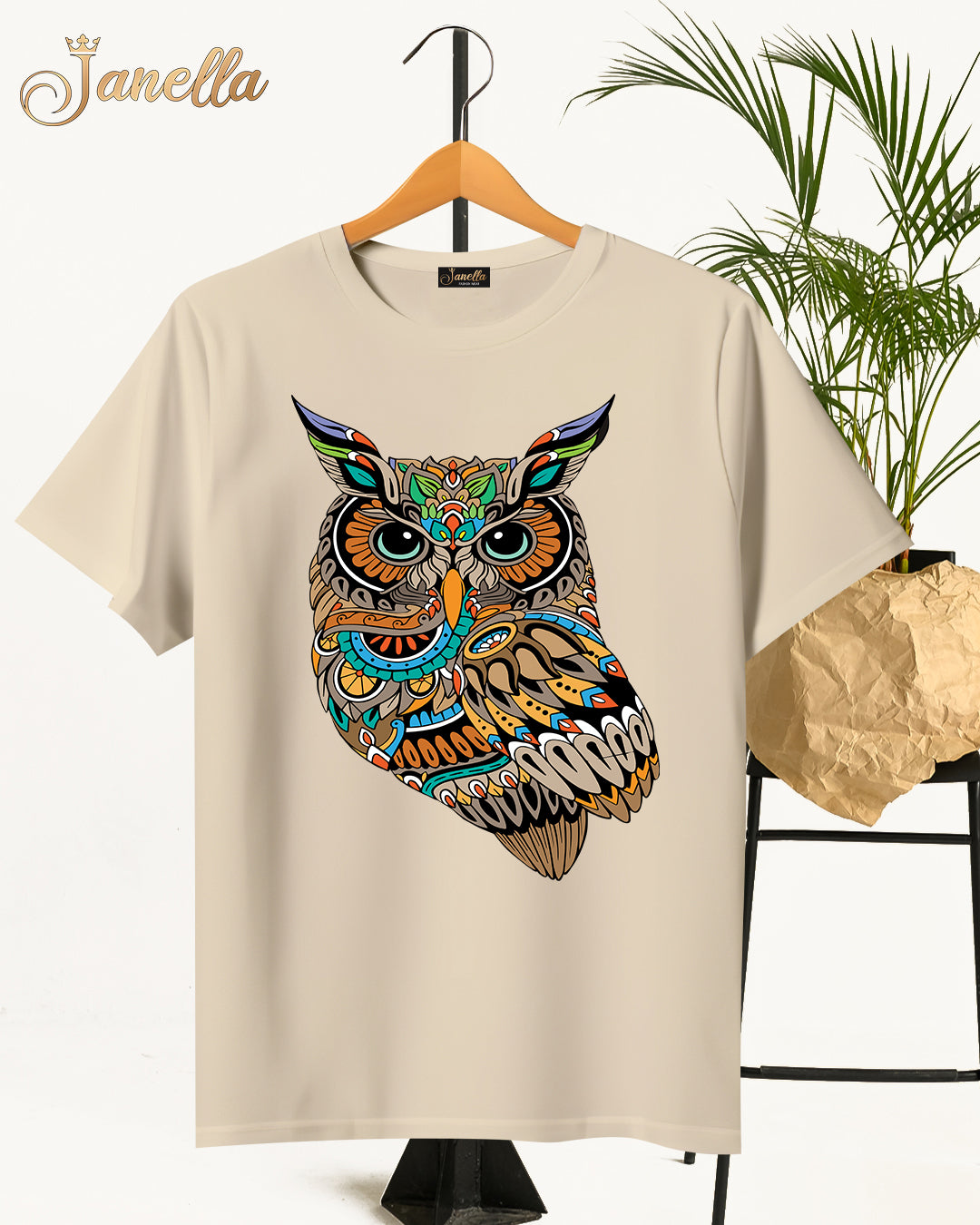 OWL - تيشيرت قطن اللوان متعددة