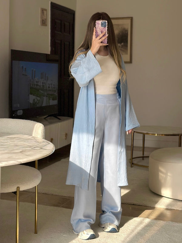 سوت كتان - لون بيبي بلو