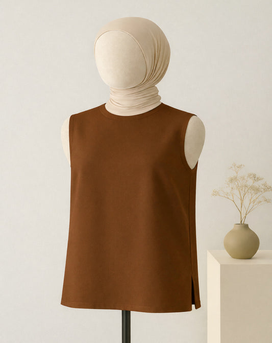 بلوزة بيسك كت لون بني